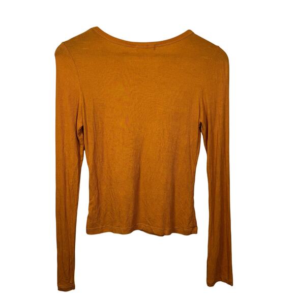 Mustard Ribbed Long Sleeve Fitted Top – Size L - Picture 2 of 6
